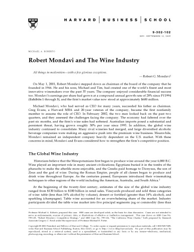 Robert Mondavi and The Wine Industry