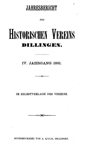 Jahresbericht des Historischen Vereins Dillingen