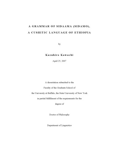 A grammar of Sidaama (Sidamo), a Cushitic language of Ethiopia