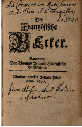 Der frantzösische Becker [französische Bäcker]