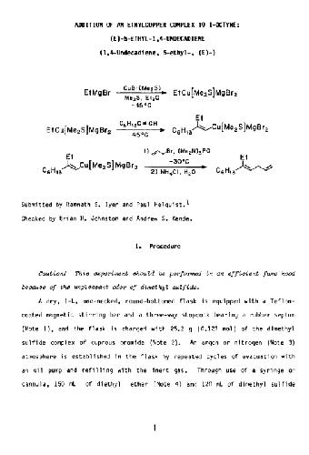 Organic Syntheses An annual publication of satisfactory methods