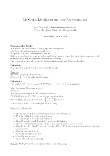 Lie Group, Lie Algebra and their Representations [Lecture notes]