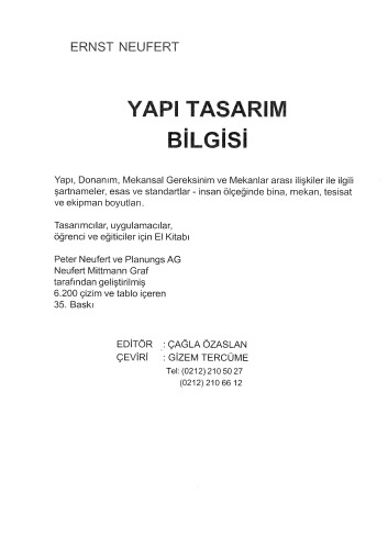 Neufert Yapı Tasarım Bilgisi