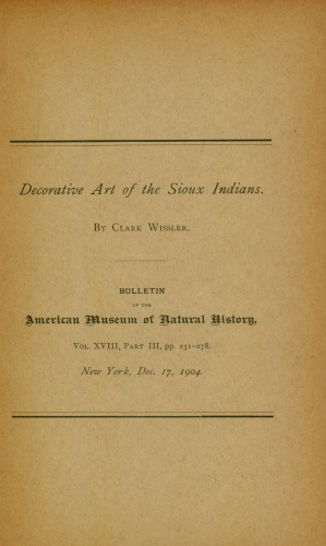 DECORATIVE ART OF THE SIOUX INDIANS