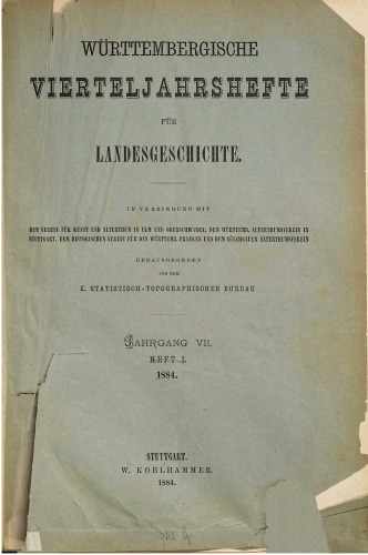 Württembergische Vierteljahreshefte für Landeskunde