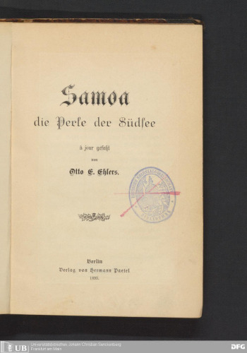 Samoa ; die Perle der Südsee à jour gefaßt