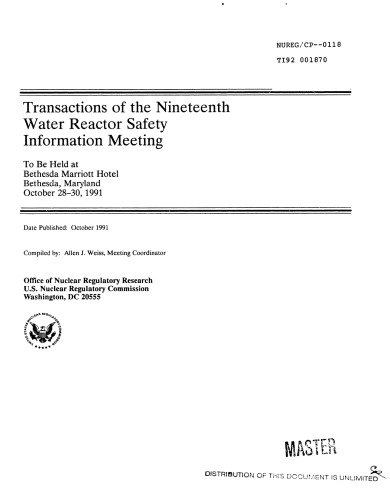 Water Reactor Safety Info Meeting [19th, transactions]