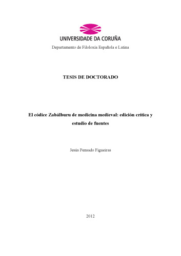 El códice Zabálburu de medicina medieval: edición crítica y estudio de fuentes