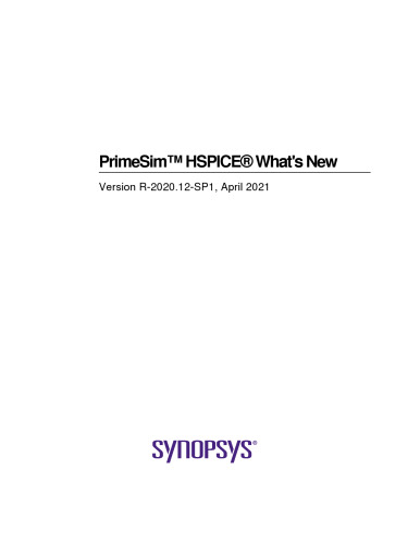 PrimeSim™ HSPICE® What's New
