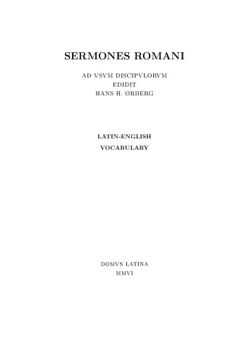 Sermones Romani: Latin-English Vocabulary