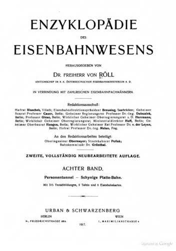 Enzyklopädie des Eisenbahnwesens / Personentunnel - Schynige Platte-Bahn