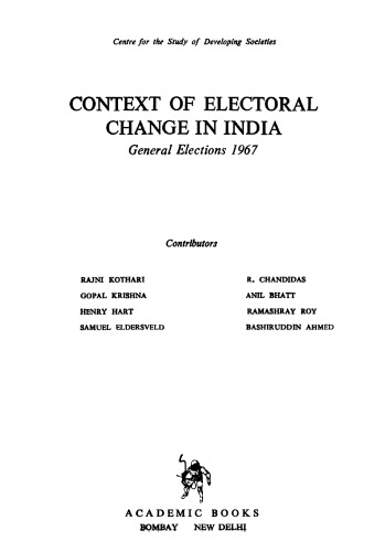 Context of electoral change in India: general elections 1967