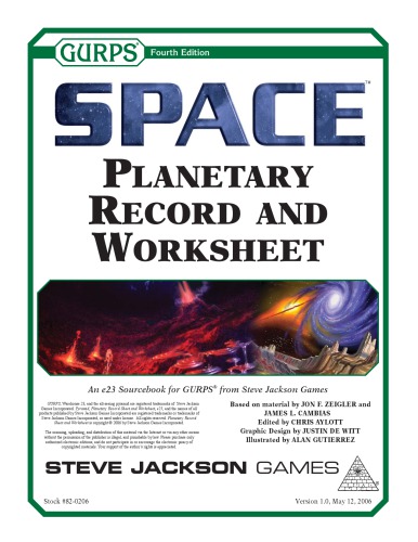 GURPS 4th edition. Space: Planetary Record and Worksheet