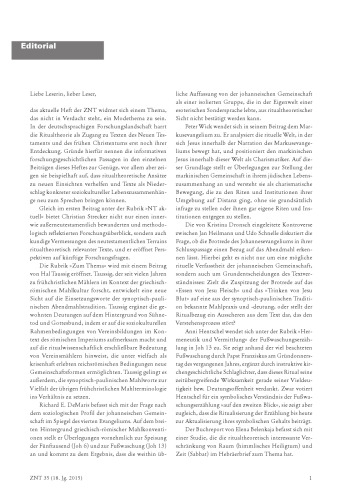 Zeitschrift für Neues Testament (ZNT). Heft 35
