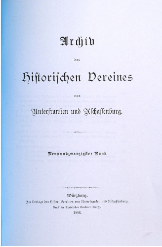 Archiv des Historischen Vereins von Unterfranken und Aschaffenburg