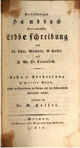 Vollständiges Handbuch der neuesten Erdbeschreibung