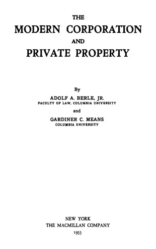 The Modern Corporation and Private Property