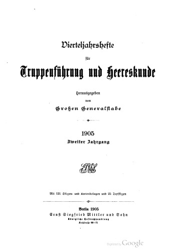Vierteljahrshefte für Truppenführung und Heereskunde