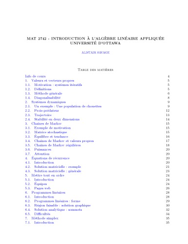 Introduction à l’algèbre linéaire appliquée [Lecture notes]