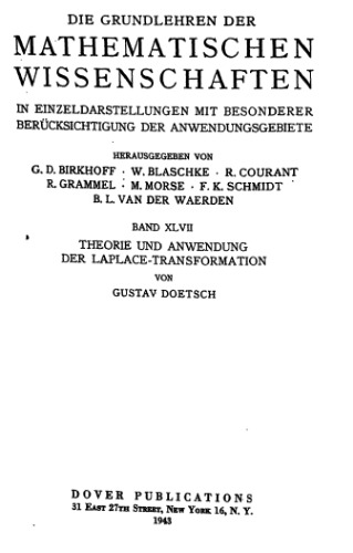 Theorie Und Anwendung Der Laplace Transf