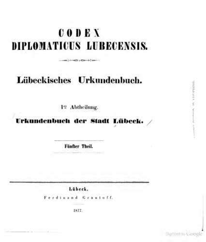 Urkundenbuch der Stadt Lübeck