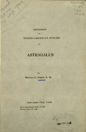 Revision of North-American species of Astragalus.