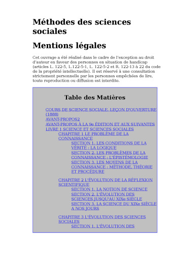 Méthodes des sciences sociales