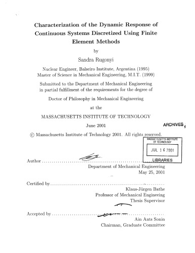 Characterization of the Dynamic Response of Continuous Systems Discretized Using Finite Element Methods