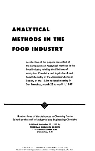 Analytical Methods in The Food Industry