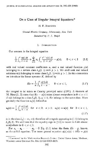 On a Class of Singular Integral Equations