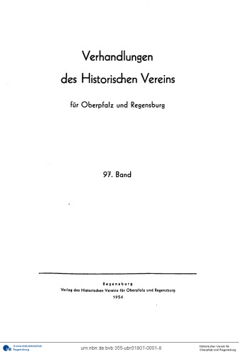 Verhandlungen des Historischen Vereins für Oberpfalz und Regensburg