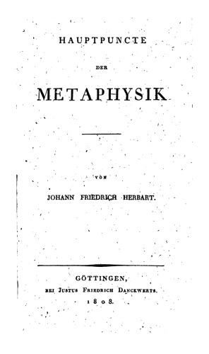 Hauptpuncte [Hauptpunkte] der Metaphysik