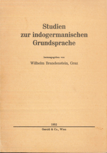 Studien zur indogermanischen Grundsprache