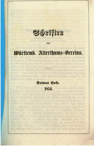 Schriften des Württembergischen Altertums-Vereins