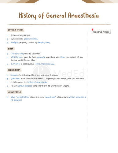 Physics Wallah MedEd Notes Anaesthesia