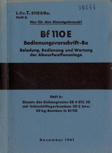 Bf 110 E Bedienungsvorschrift-Bo.Heft 2