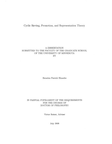 Cyclic Sieving, Promotion, and Representation Theory