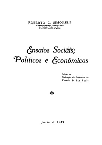 Ensaios Sociais, Políticos e Econômicos
