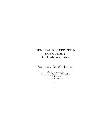 General Relativity and Cosmology for Undergraduates