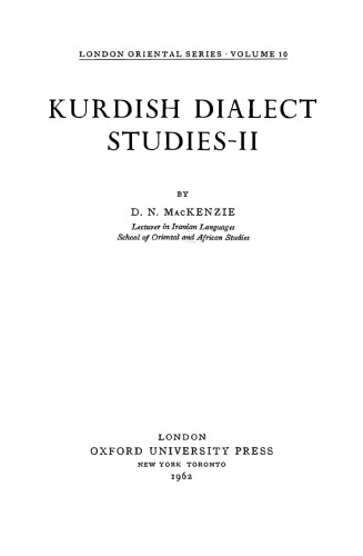Kurdish Dialect Studies