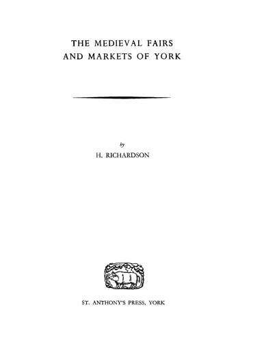 The medieval fairs and markets of York