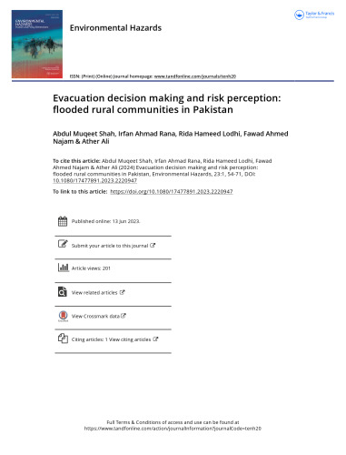 Evacuation decision making and risk perception: flooded rural communities in Pakistan