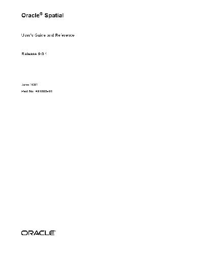 Oracle Spatial. User's Guide and Reference