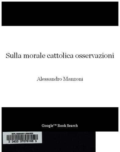 Sulla morale cattolica osservazioni