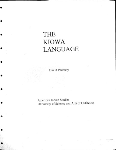 The Kiowa Language