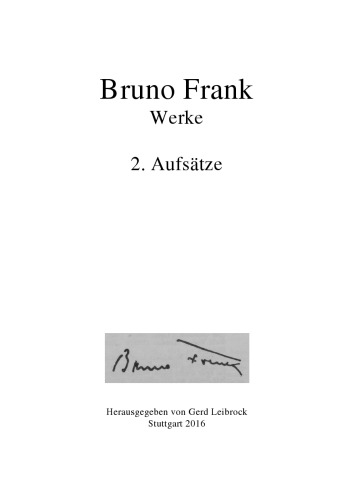 Werke Bd. 2: Aufsätze