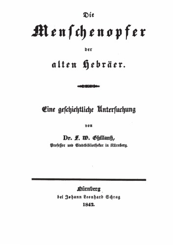 Die Menschenopfer der Alten Hebraeer