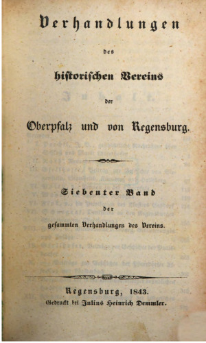 Verhandlungen des Historischen Vereins für Oberpfalz und Regensburg
