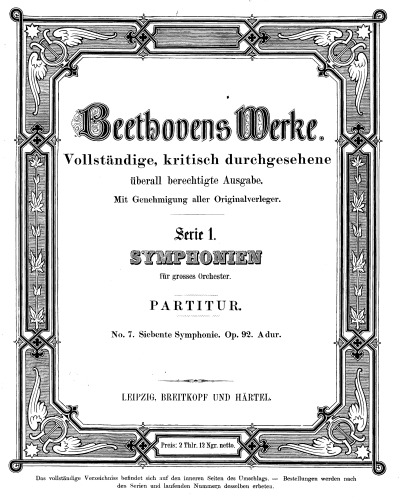 Siebente Sinfornie op. 92 A-Dur