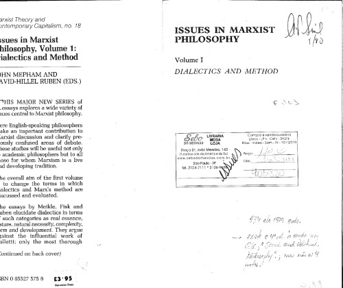 Issues in Marxist Philosophy I